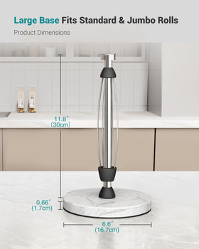 PAROTO 12.8 inch height fits standard and jumbo rolls neatly.