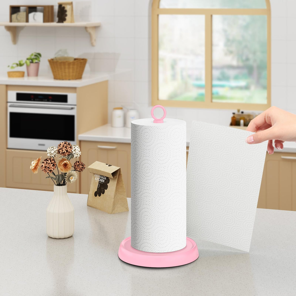 PAROTO kitchen countertop organization keeps towels within reach