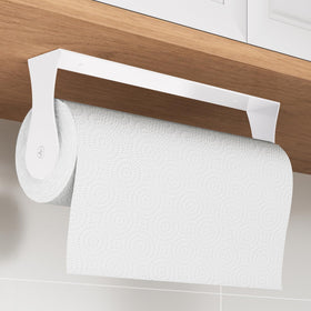 Paroto under-cabinet paper towel holder in white keeps towels accessible and clutter-free.