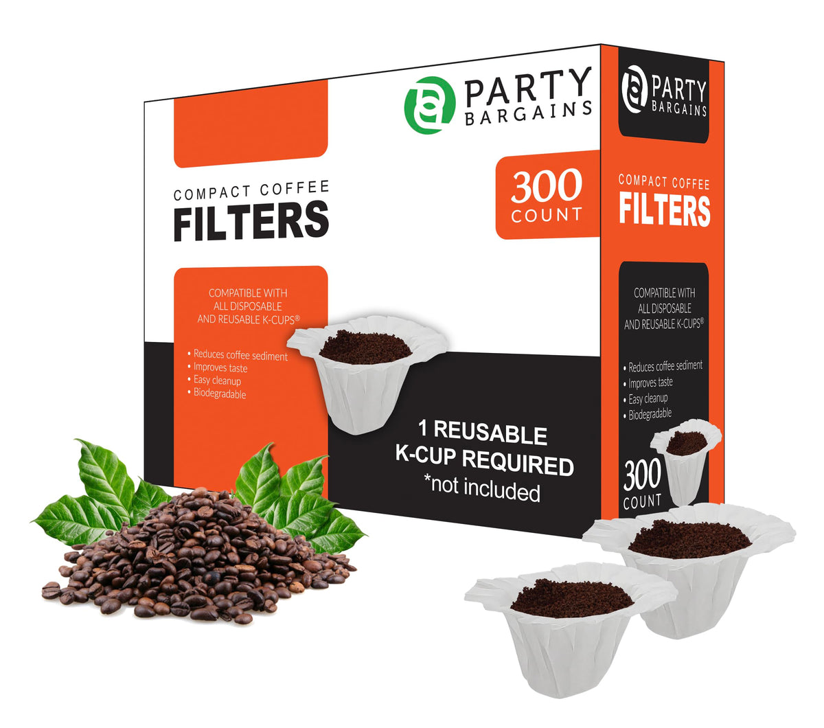 Party Bargains 300-ct compact white liner for clean, sediment-free coffee.