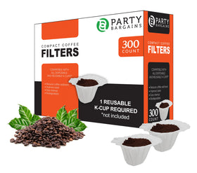 Party Bargains 300-ct compact white liner for clean, sediment-free coffee.