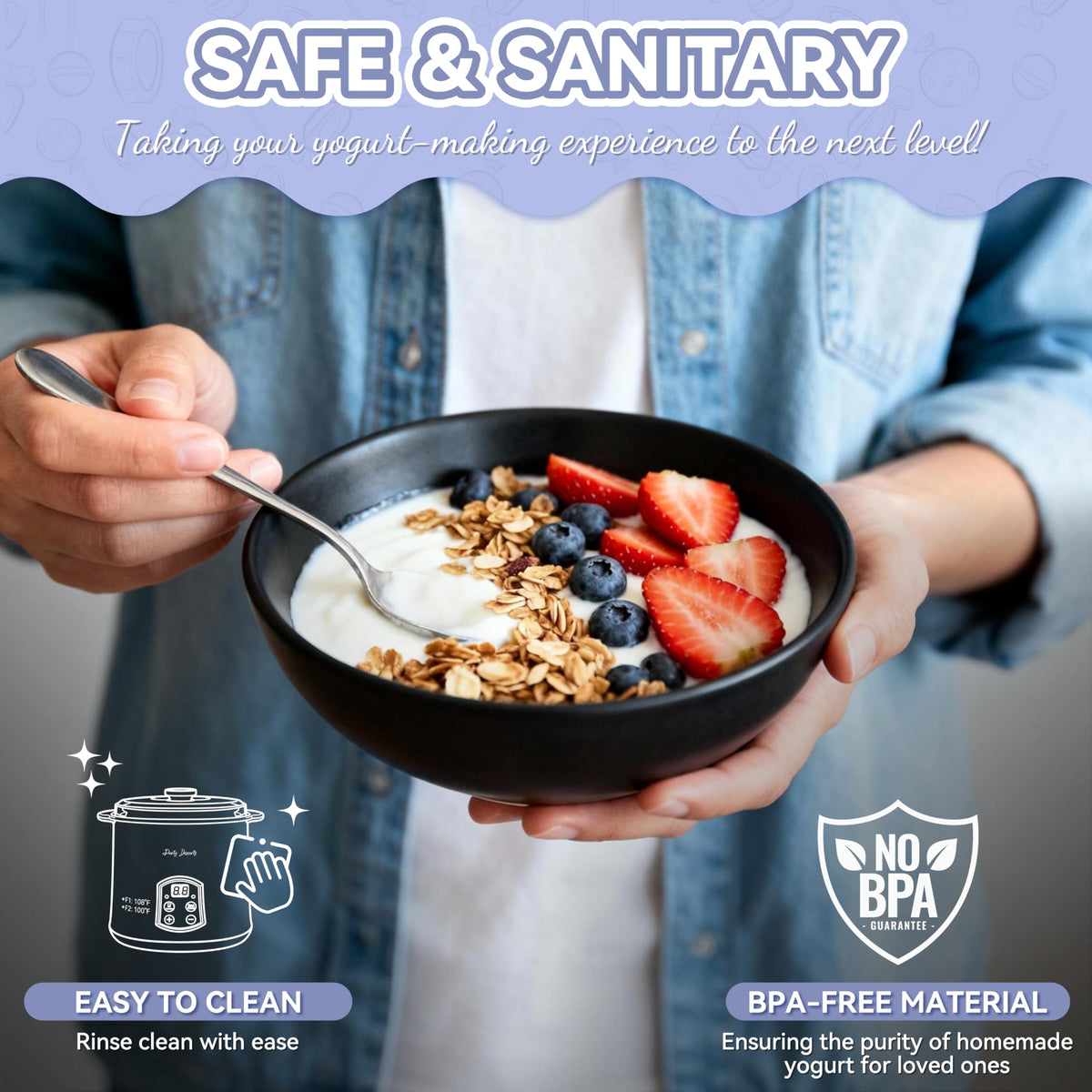 Party Desserts BPA-free lid for safe, easy cleaning