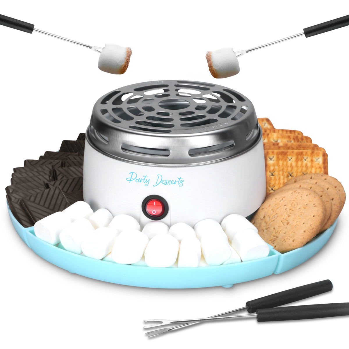 Party Desserts electric smores maker tabletop blue for cozy indoor gatherings