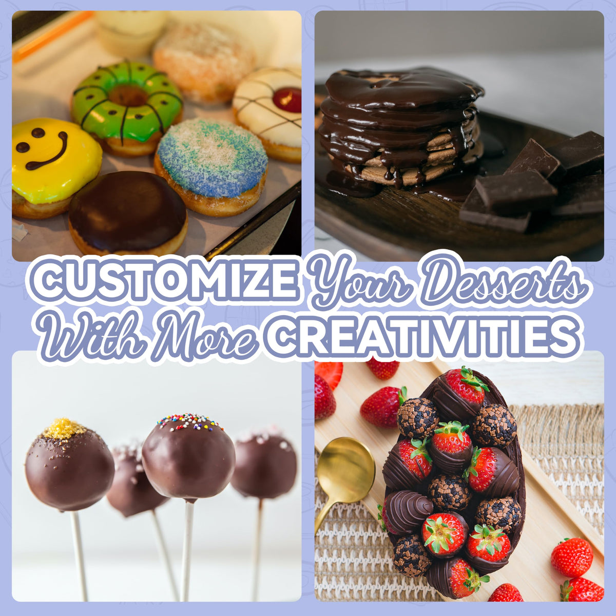 Party Desserts safety light and heat-resistant handle for safe, mess-free operation.