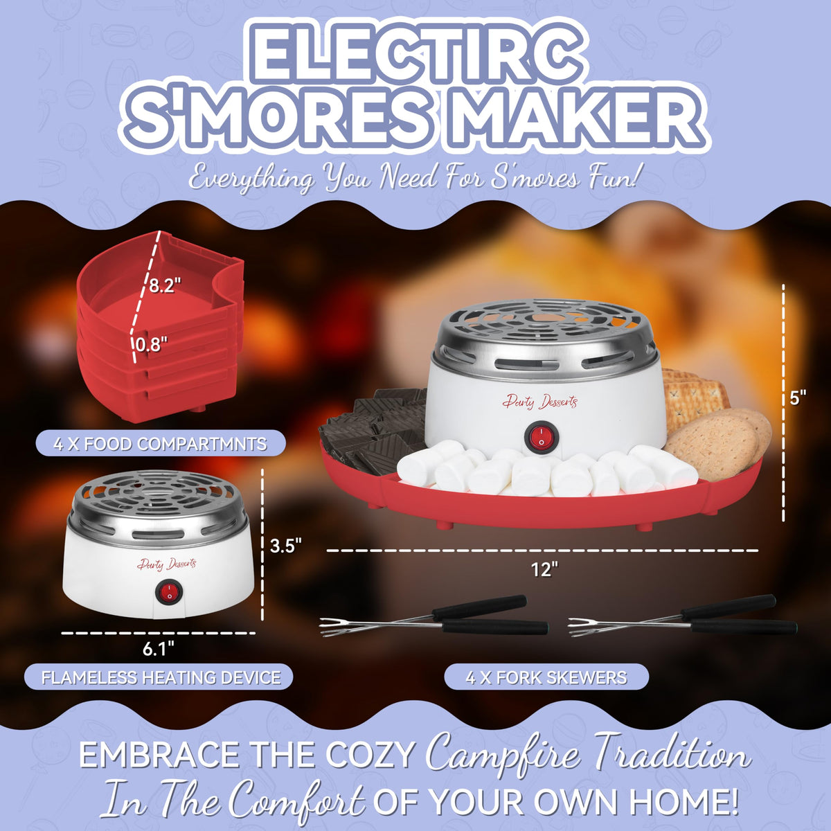 Party Desserts S’mores Maker four forks for easy tasting