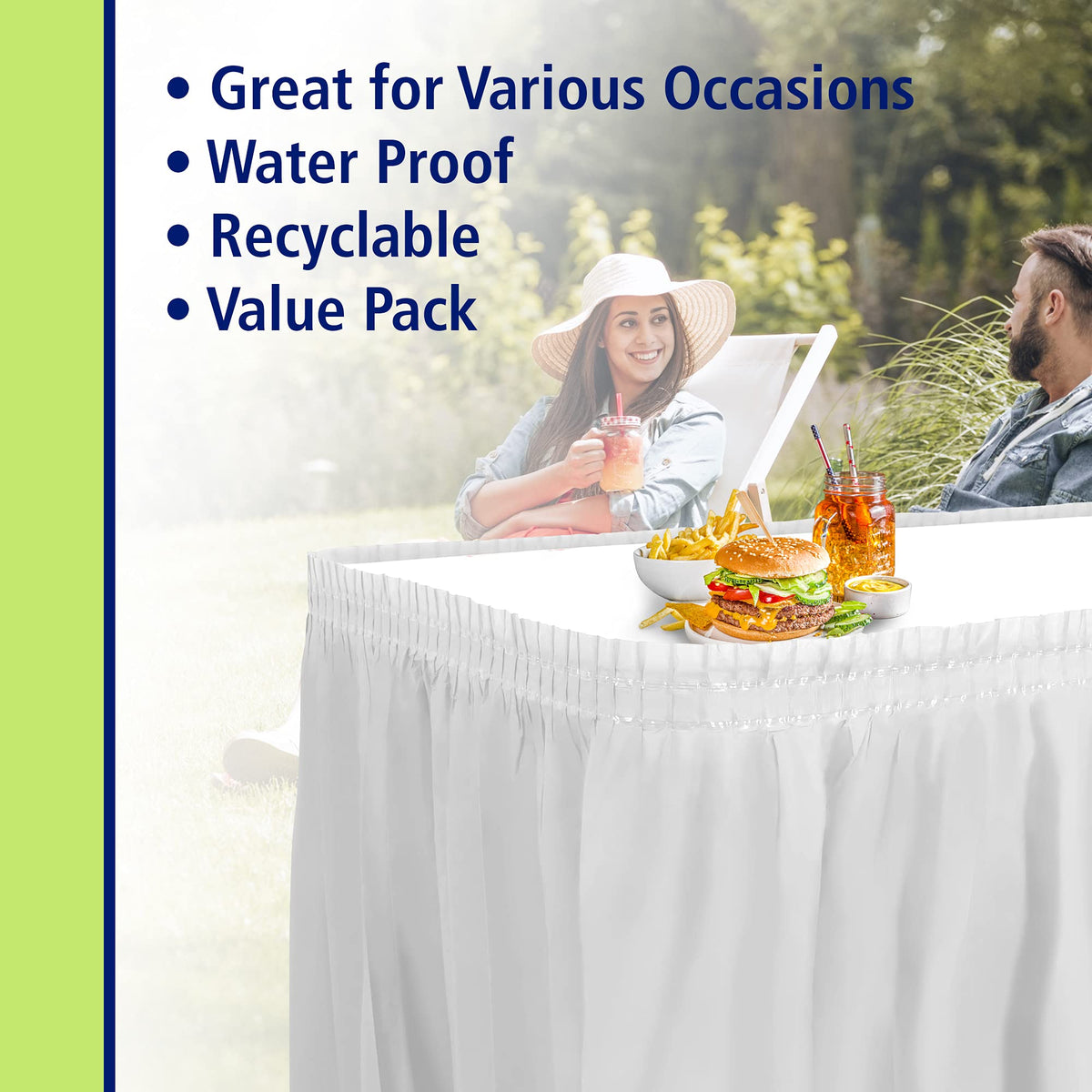 Party Dimensions birthday event table skirt white suitable for versatile party styling