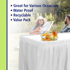 Party Dimensions birthday event table skirt white suitable for versatile party styling