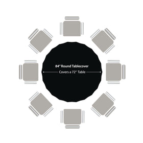Party Dimensions black tablecloth enhancing wedding and party table settings.