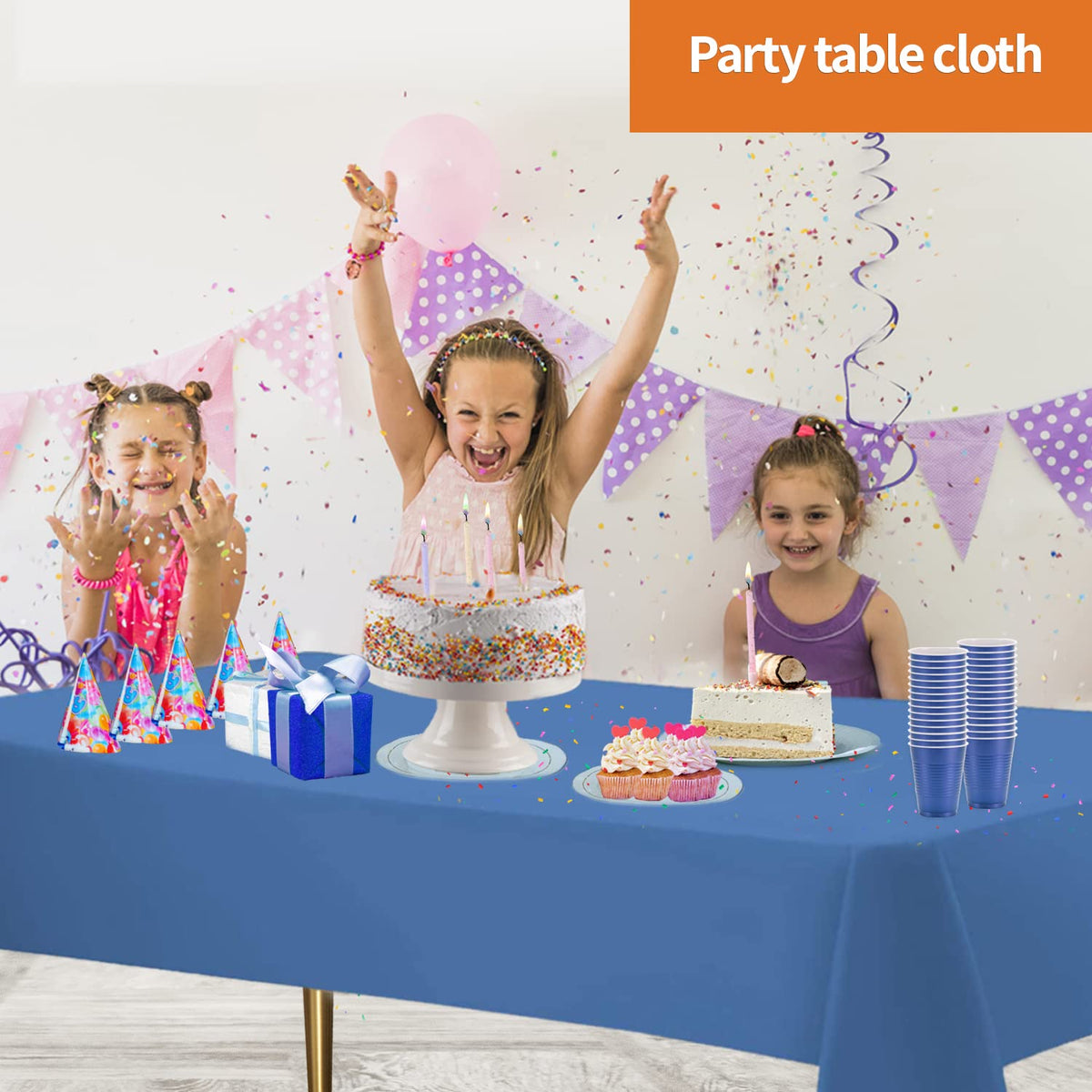 Premium blue disposable tablecloth from Party Dimensions for weddings and receptions.