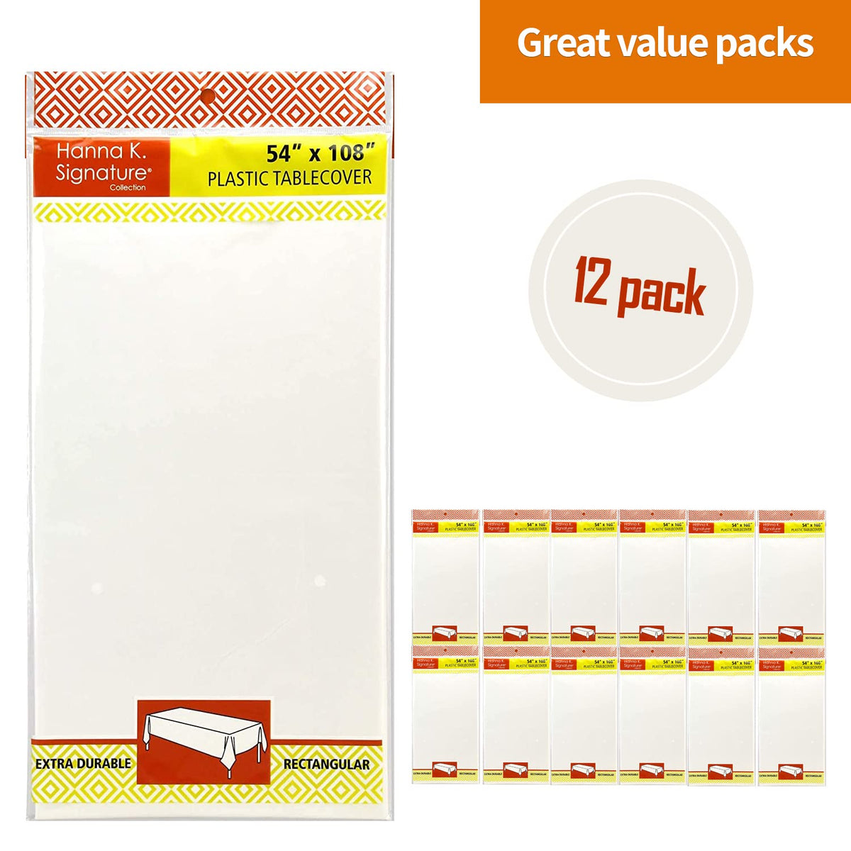 Party Dimensions indoor-outdoor white table cover suitable for versatile party settings