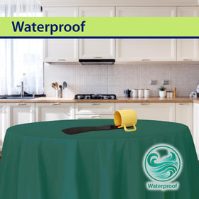 Party Dimensions round table cover protects surfaces during parties and weddings.
