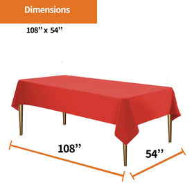 Premium plastic tablecloth by Party Dimensions protects surfaces at events.