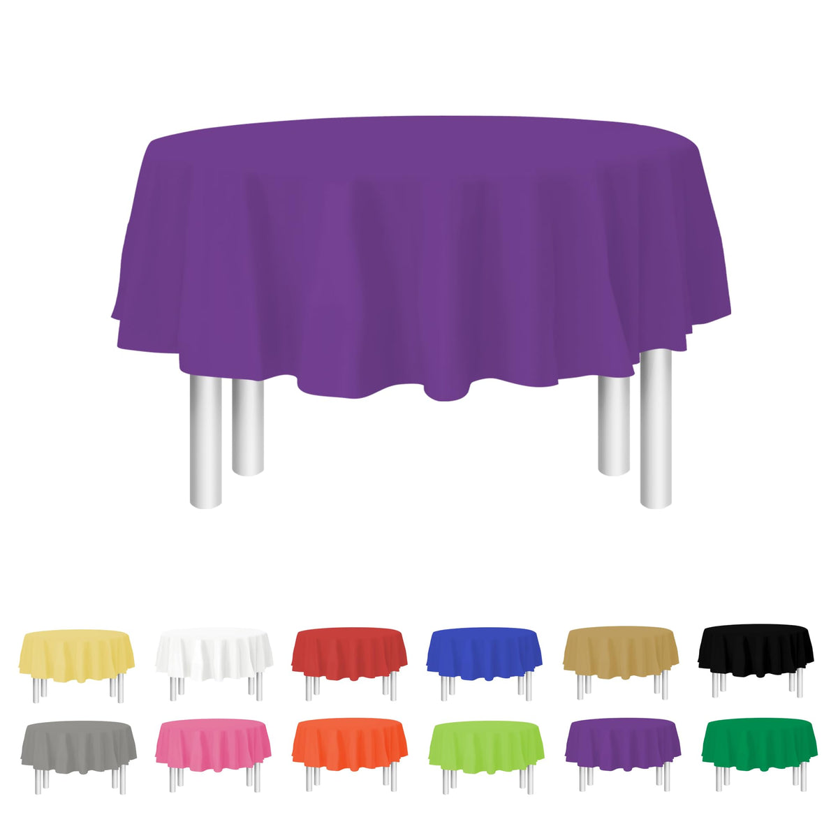 Party Dimensions purple disposable tablecloth round 84 inch 12-pack ideal for quick party setup