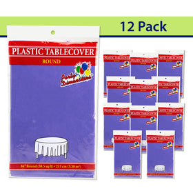 Party Dimensions purple disposable tablecloth close-up showing durable plastic and color