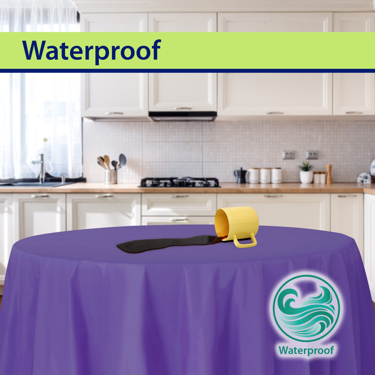 Party Dimensions purple tablecloth reusable and recyclable option supports sustainable parties