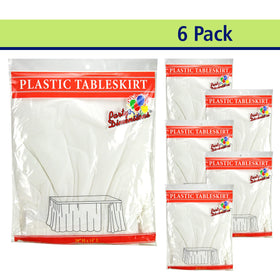 Party Dimensions self-adhesive white table skirt for quick, clean setup