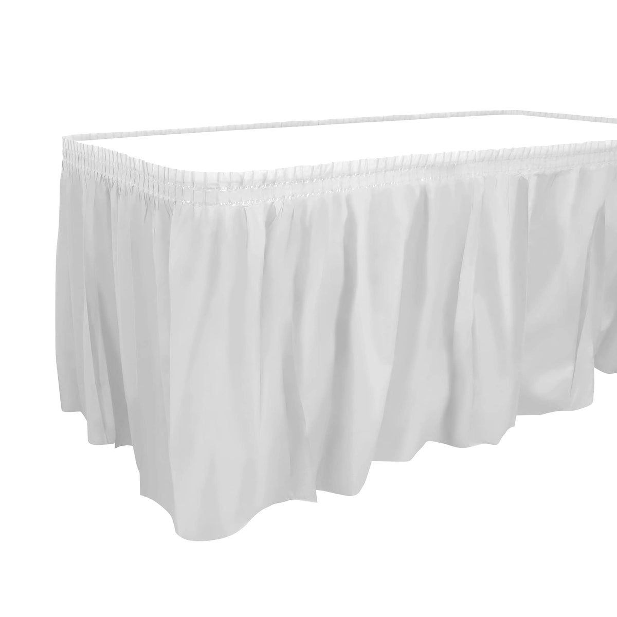Party Dimensions table skirt 29x14 white enhances centerpiece presentation at events