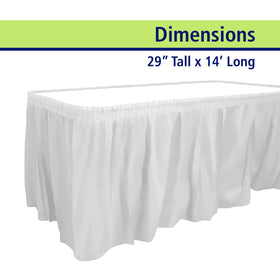 Party Dimensions wedding table skirt white ideal for elegant reception decor