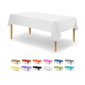 Party Dimensions white disposable rectangle tablecloth protecting surfaces and simplifying setup