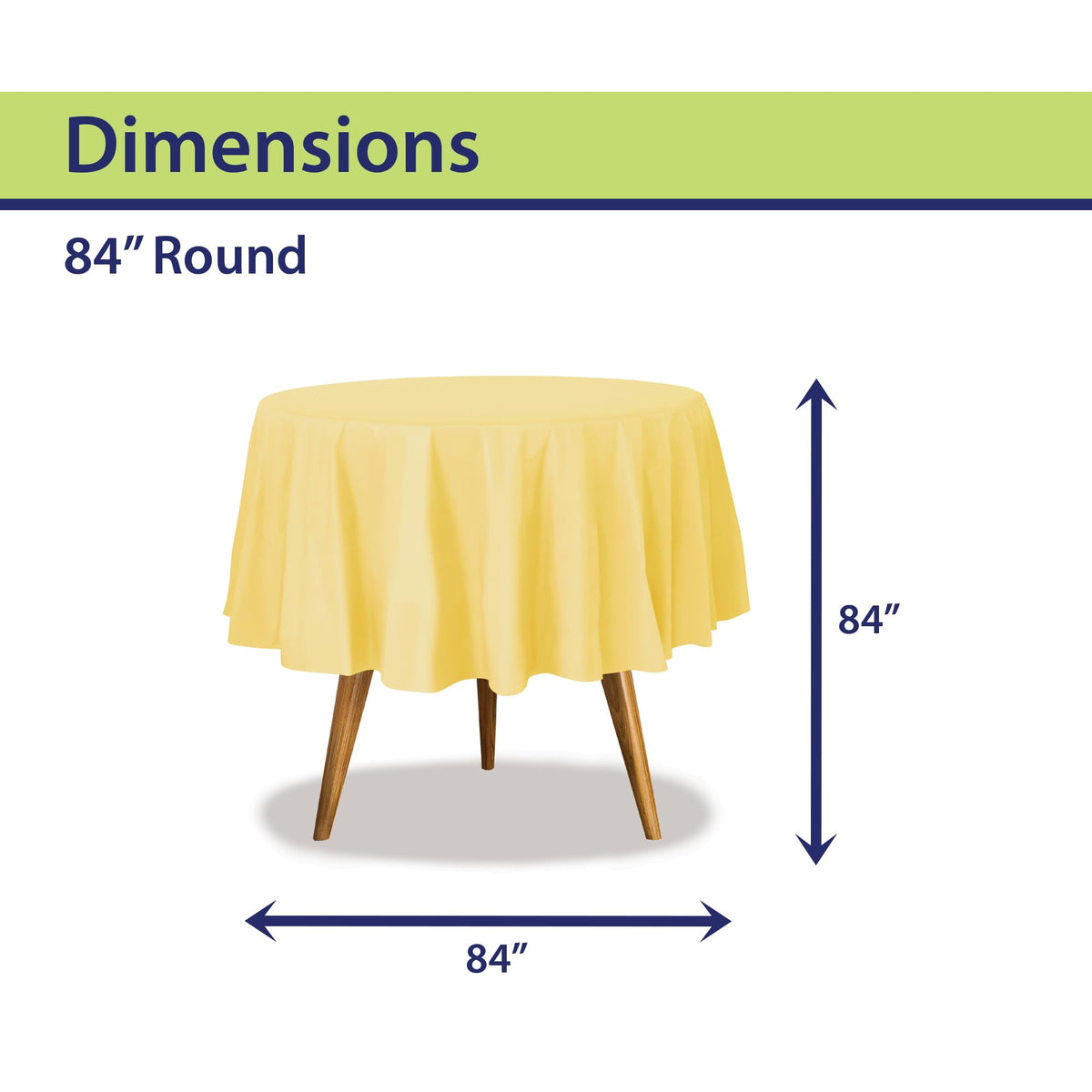 Party Dimensions yellow tablecloth side view showing smooth surface and easy cleanup.