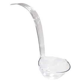 Party Essentials hard plastic 5-ounce ladle with clear finish and easy-grip handle for punch bowls.