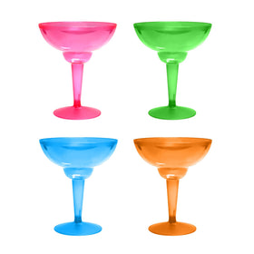 Party Essentials neon margarita glasses 12oz set in pink for festive tastings and easy cleanup.