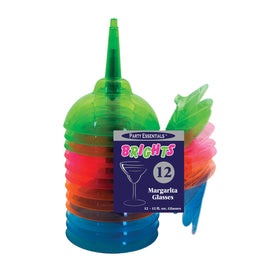 Party Essentials neon margarita glasses 12oz in green, ideal for outdoor picnics and casual gatherings.