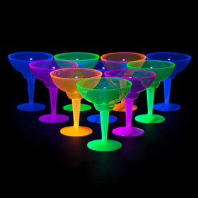 Party Essentials neon margarita glasses 12oz in orange for lively table settings and bold party vibes.