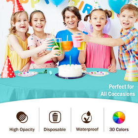 Party Solids disposable tablecloth makes post event cleanup quick and easy.