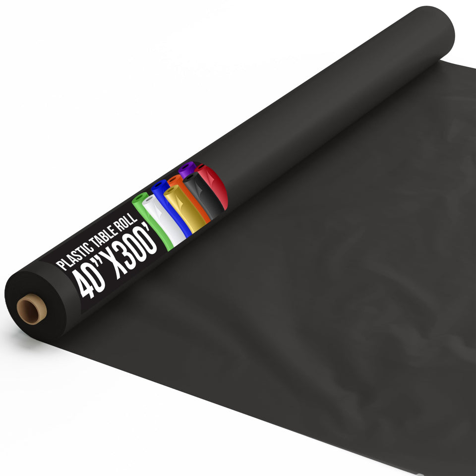 Party Solids black rectangle tablecloth roll for elegant events and protection