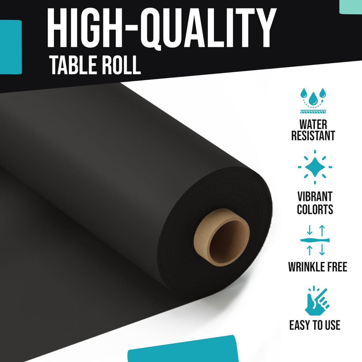 Party Solids black tablecloth for events adds a versatile décor backdrop