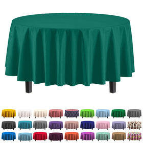 Party Solids dark green 84in round tablecloth for elegant gatherings