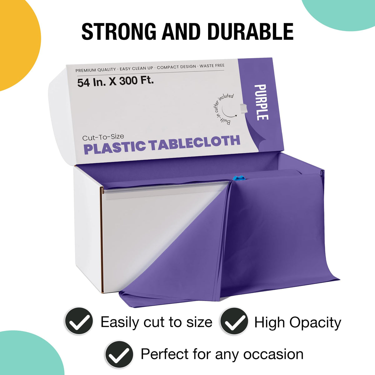 Party Solids disposable box with slide cutter for easy resizing during events.