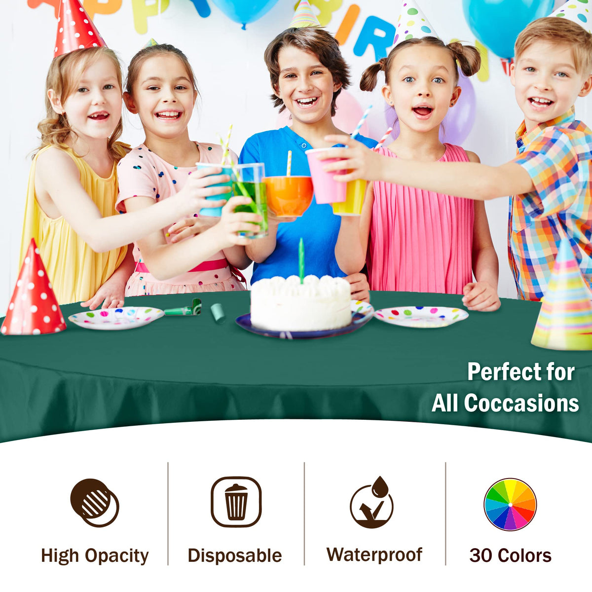 Party Solids disposable tablecloth for quick cleanup after events