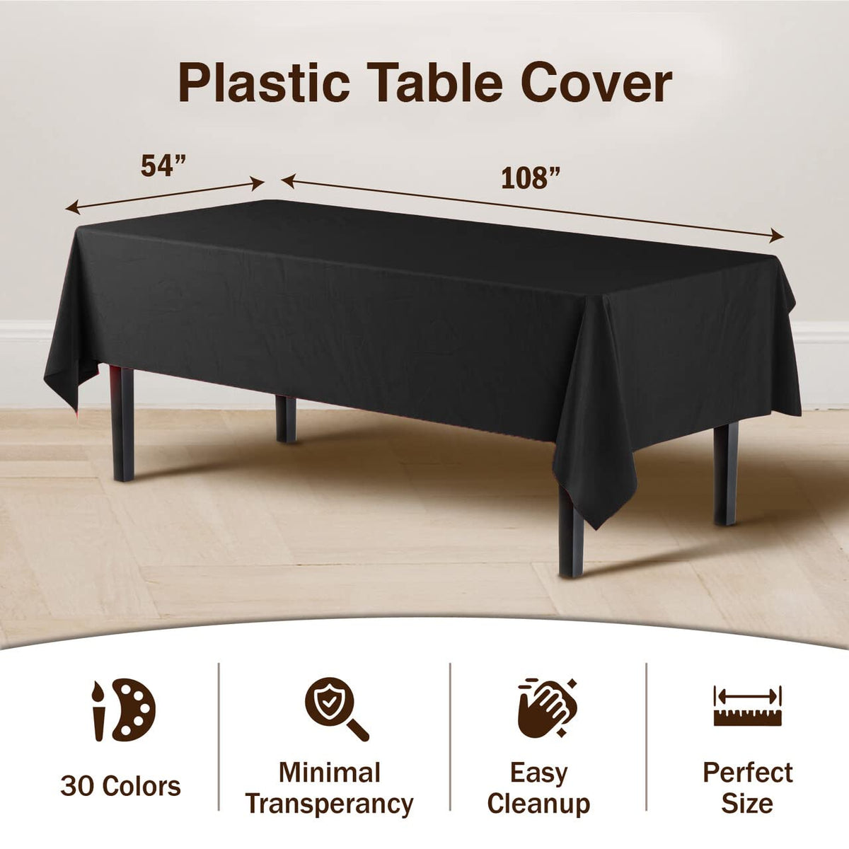 Party Solids disposable tablecloth enables quick cleanup