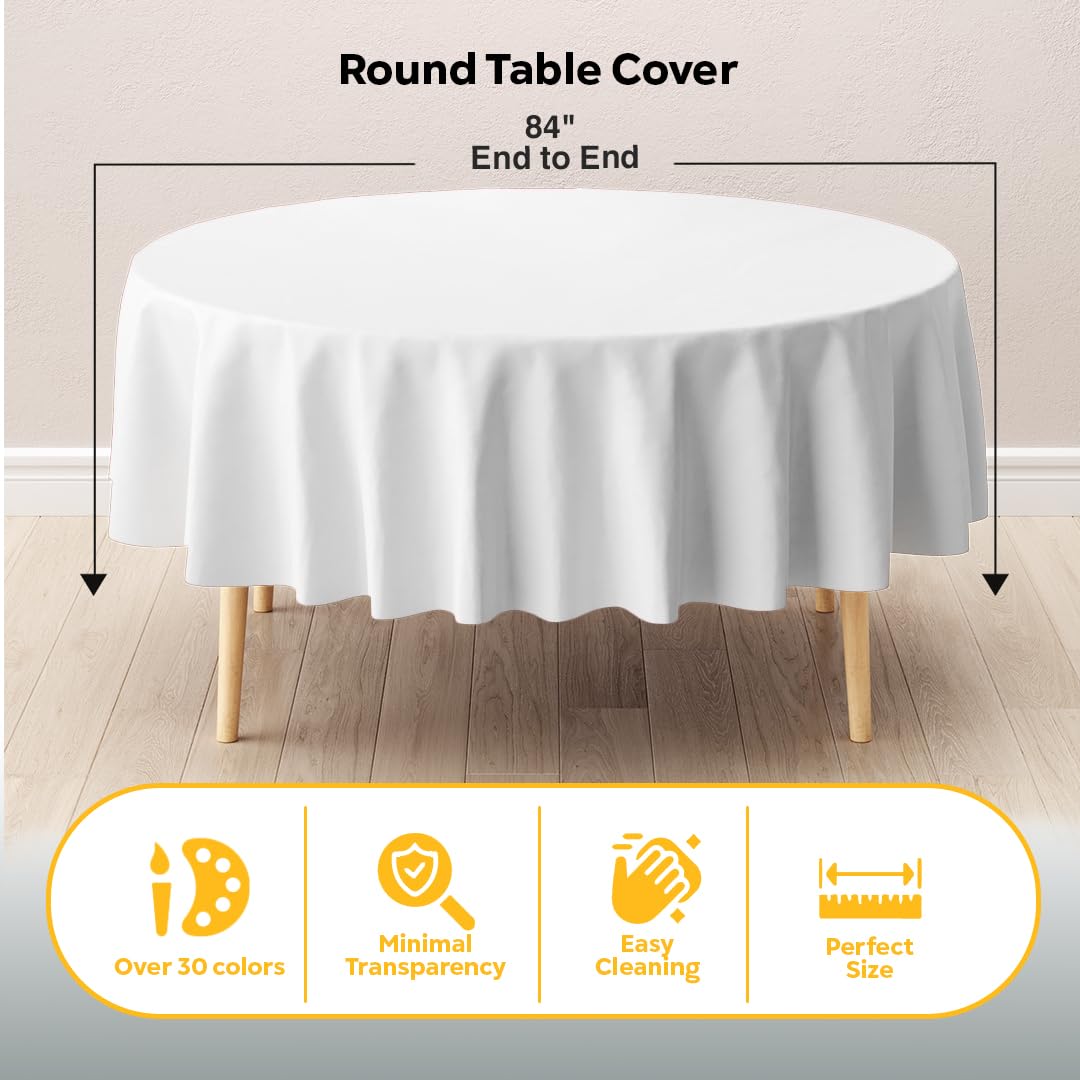 Party Solids disposable white tablecloth showing tear resistance and practicality