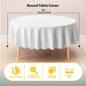 Party Solids disposable white tablecloth showing tear resistance and practicality