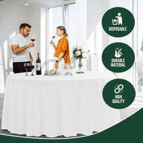 Party Solids easy cleanup after event with disposable tablecloth.