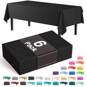 Party Solids Exquisite 6-Pack black tablecloth covers tables up to 8 feet