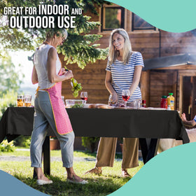 Party Solids heavy-duty plastic tablecloth shields surfaces during gatherings