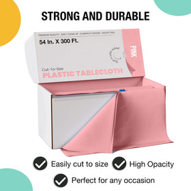 Party Solids heavy-duty pink plastic tablecloth for durable coverage
