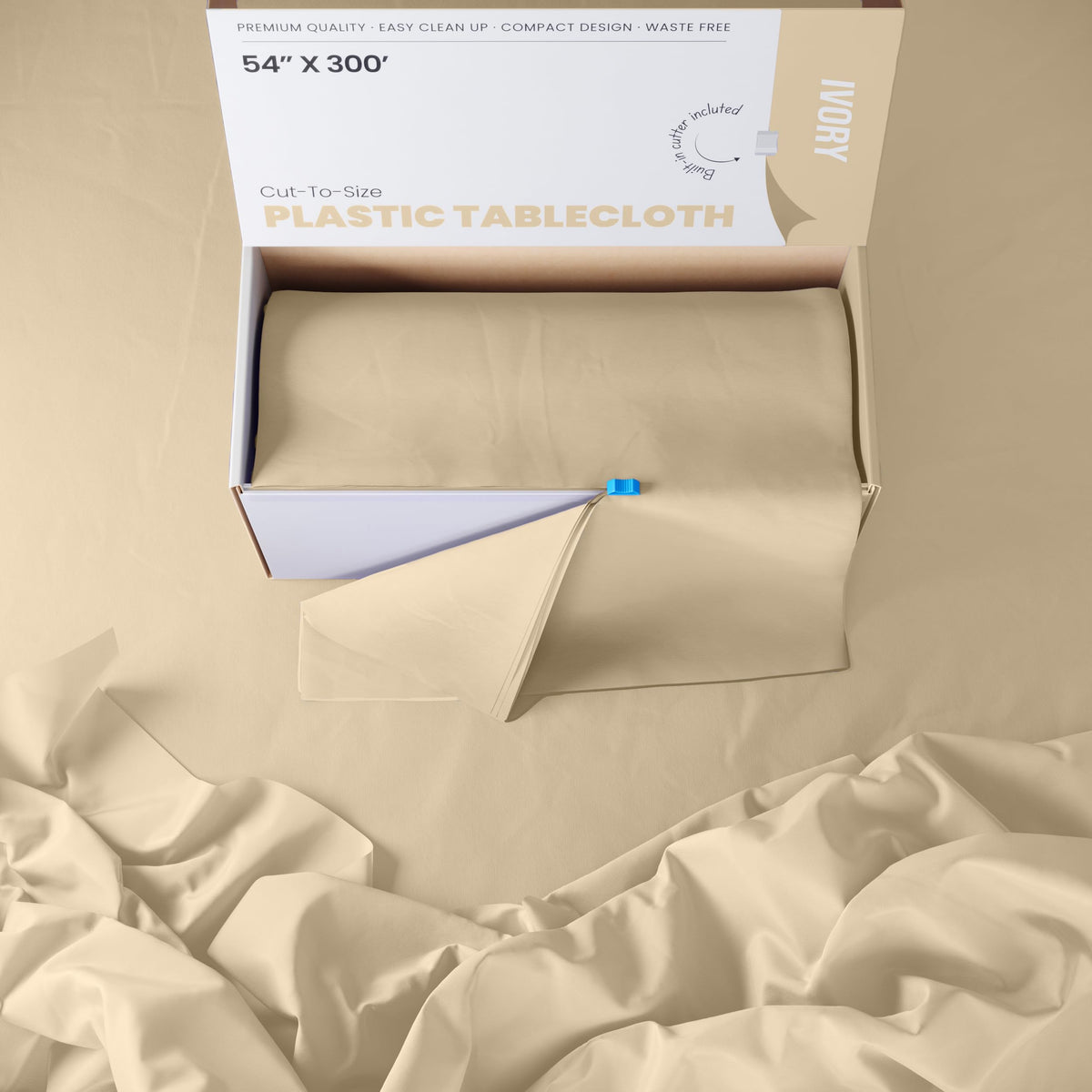 Party Solids ivory tablecloth used for picnic or outdoor party.
