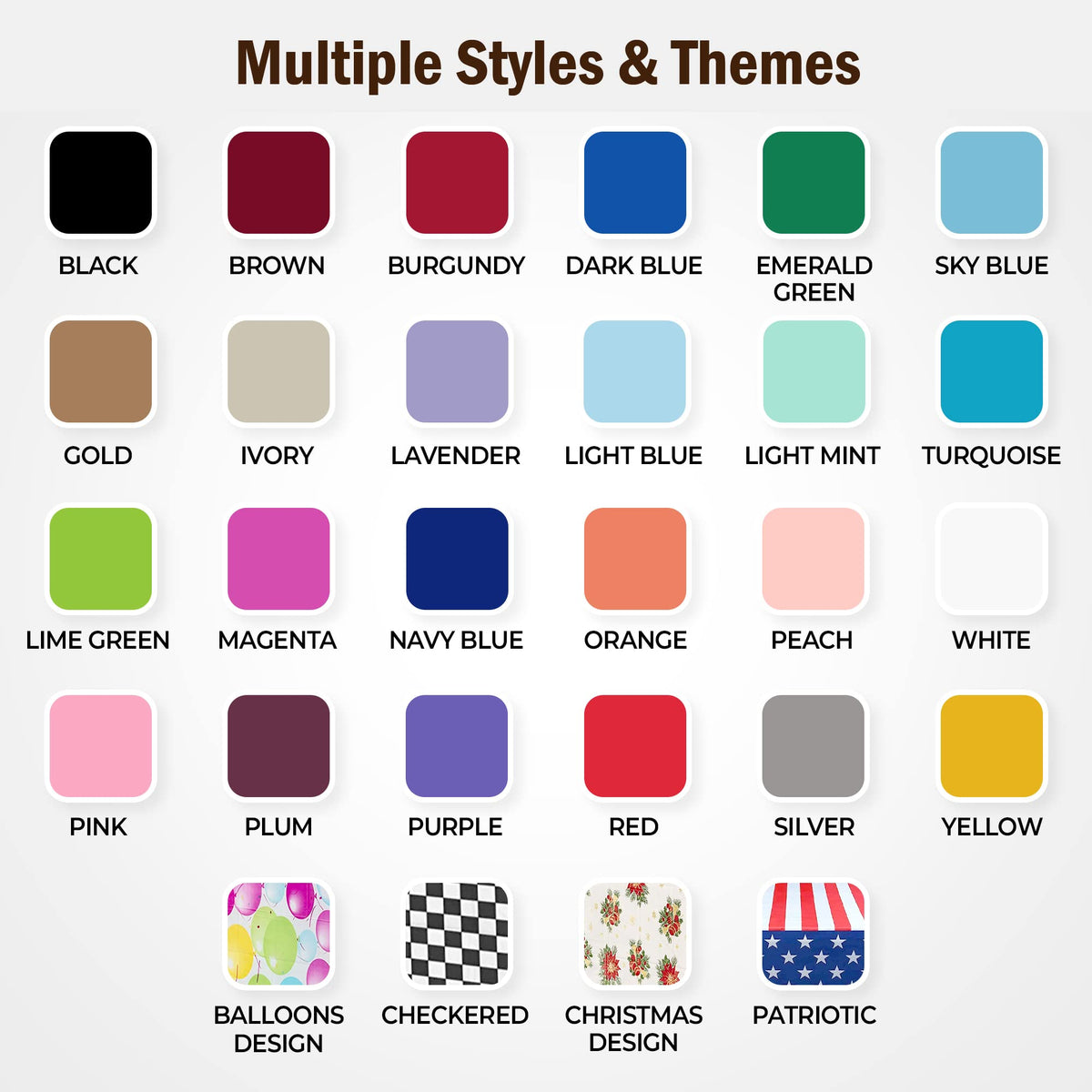 Party Solids opaque ivory tablecloth minimizes show-through on busy party spreads.