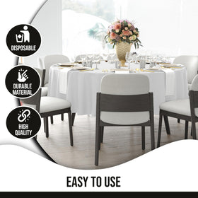 Party Solids packaging indicates ready-to-use disposable tablecloth.