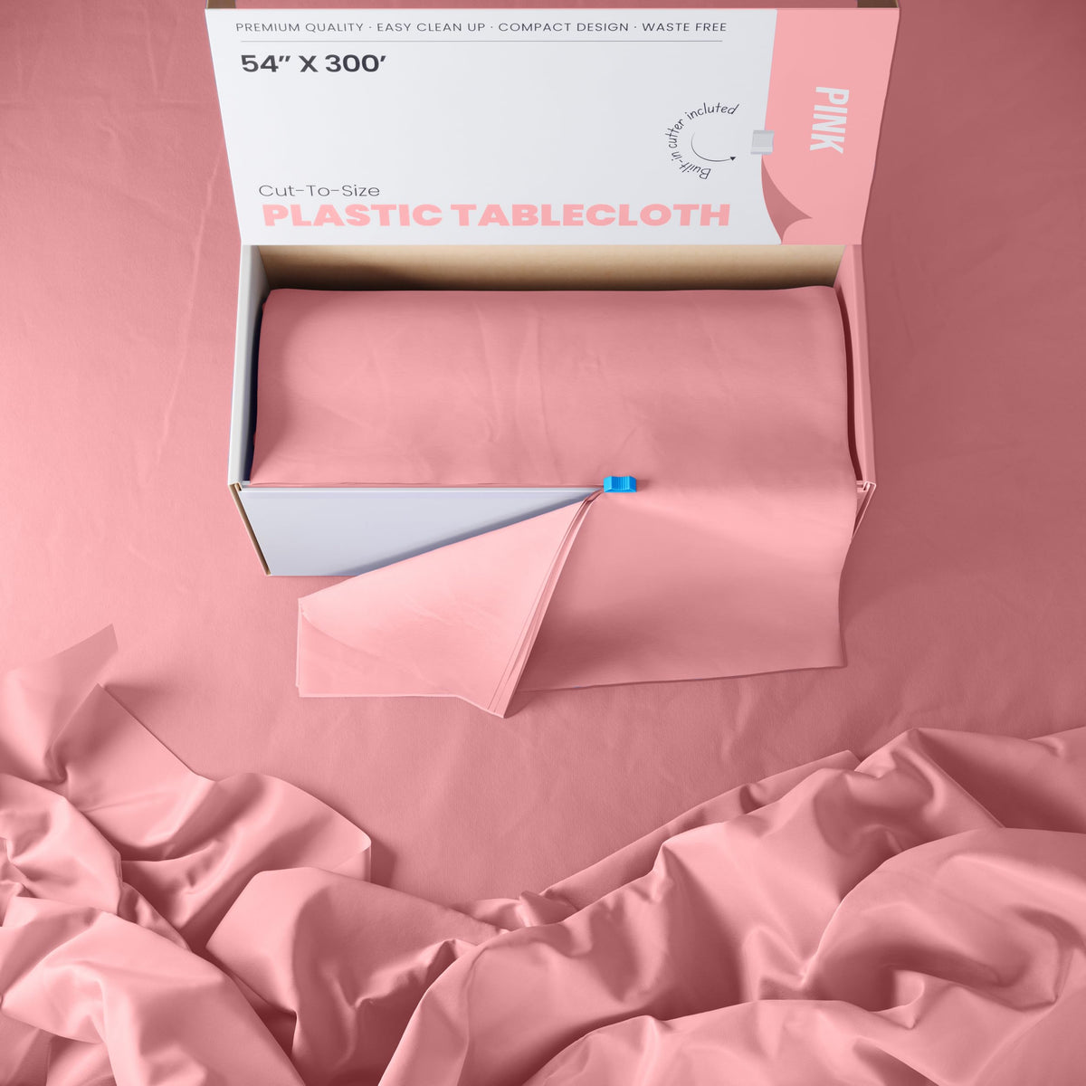 Party Solids pink table setup for a wedding or picnic