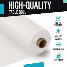 Party Solids rectangle white tablecloth ideal for banquet tables and formal setups.