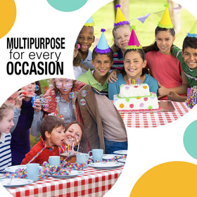 Party Solids water-resistant, high-opacity cover keeps surfaces clean.