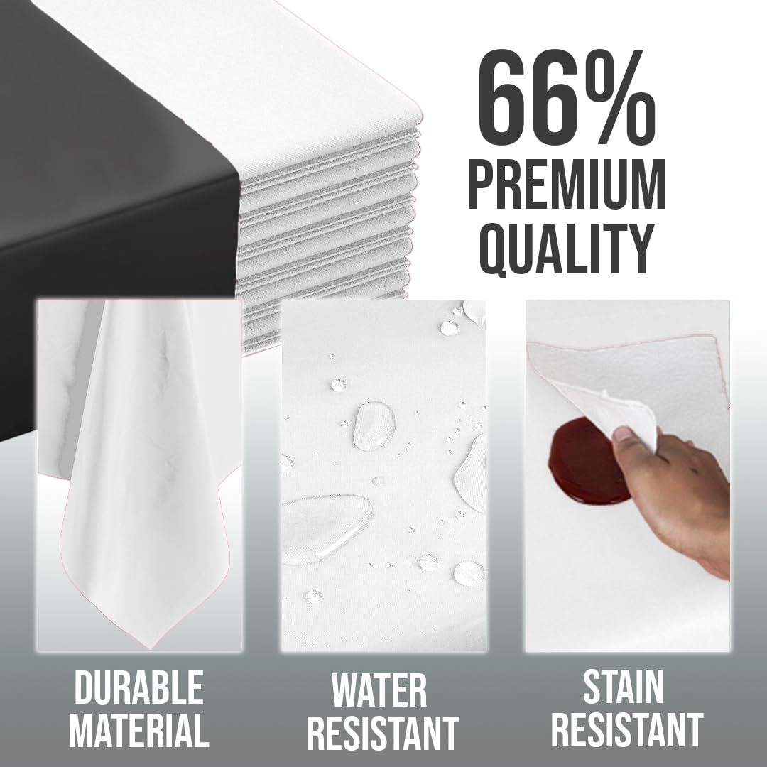 Party Solids white round tablecloth enhances wedding decor setup