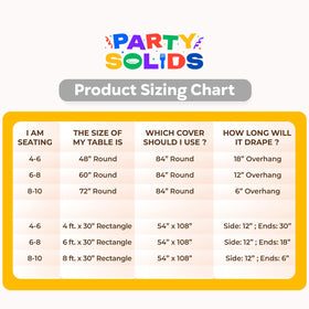 Party Solids white tablecloth provides easy cleanup after a party
