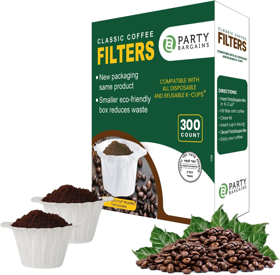 PARTY BARGAINS 300 disposable liners inside a reusable pod for cleaner brews.